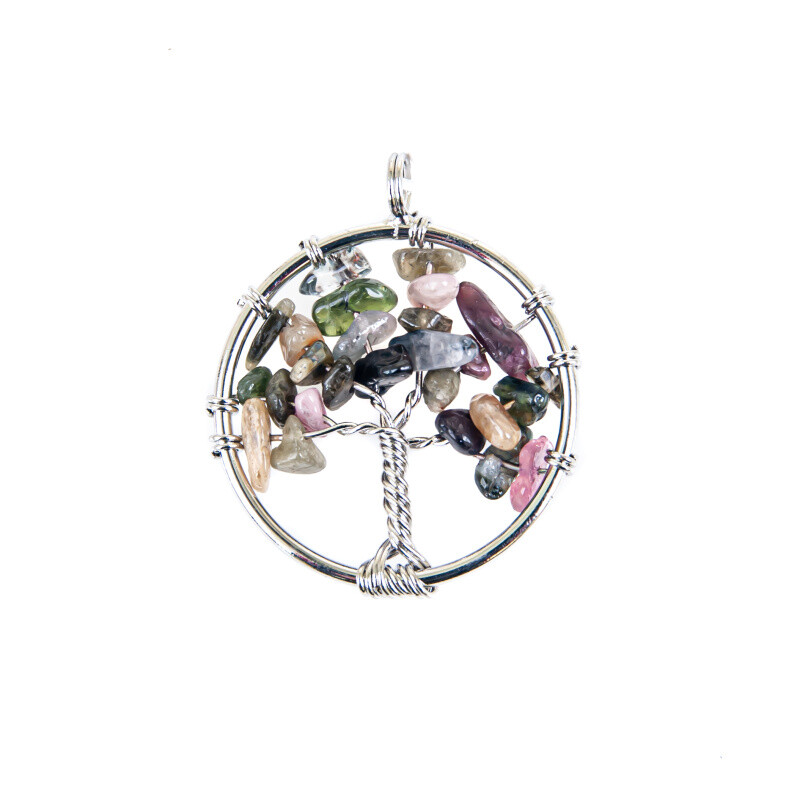 Wire Pendant Tree of Life Tourmaline 3 cm