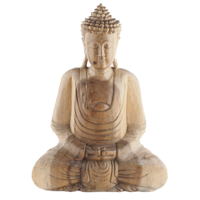 Wooden Statuette Buddha Meditation 40 cm Natural