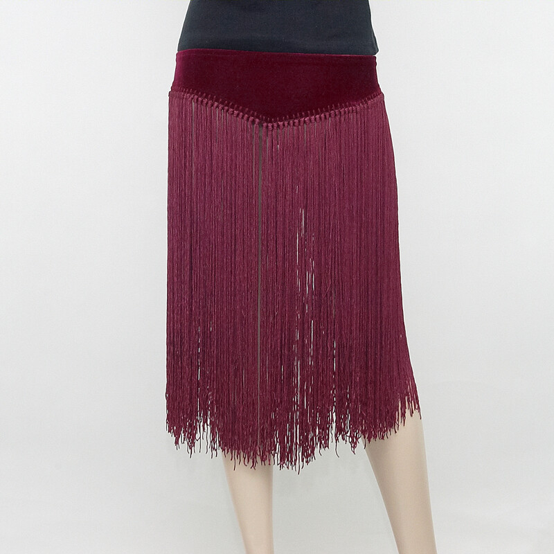 Belly Dance Velvet Belt with Fringes Wine