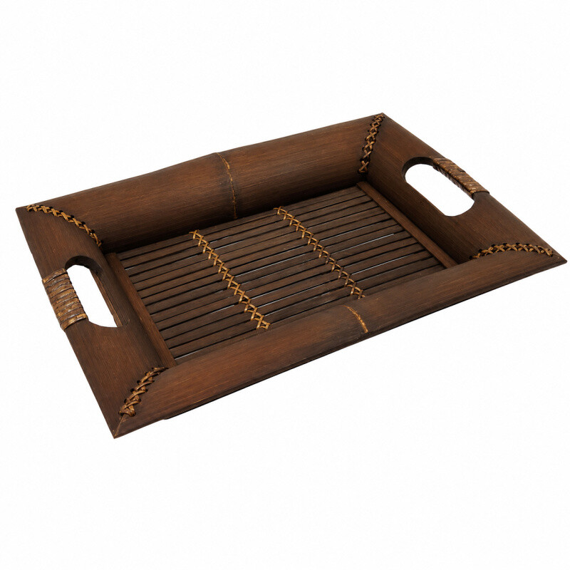 Bamboo Tray Rectangle 01 32 x 25 cm Brown