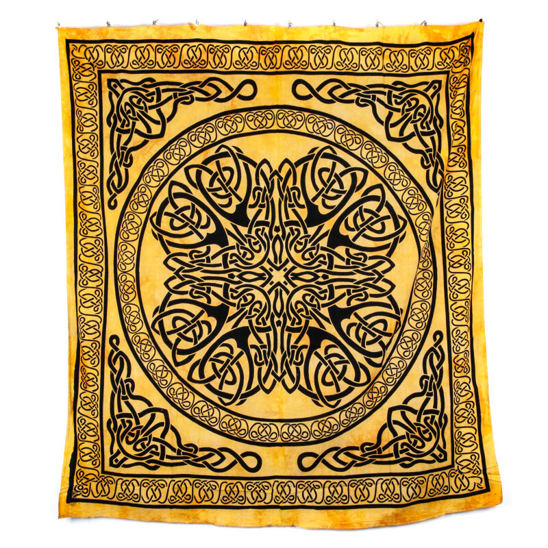 Bedspread Double Celtic Knots Yellow