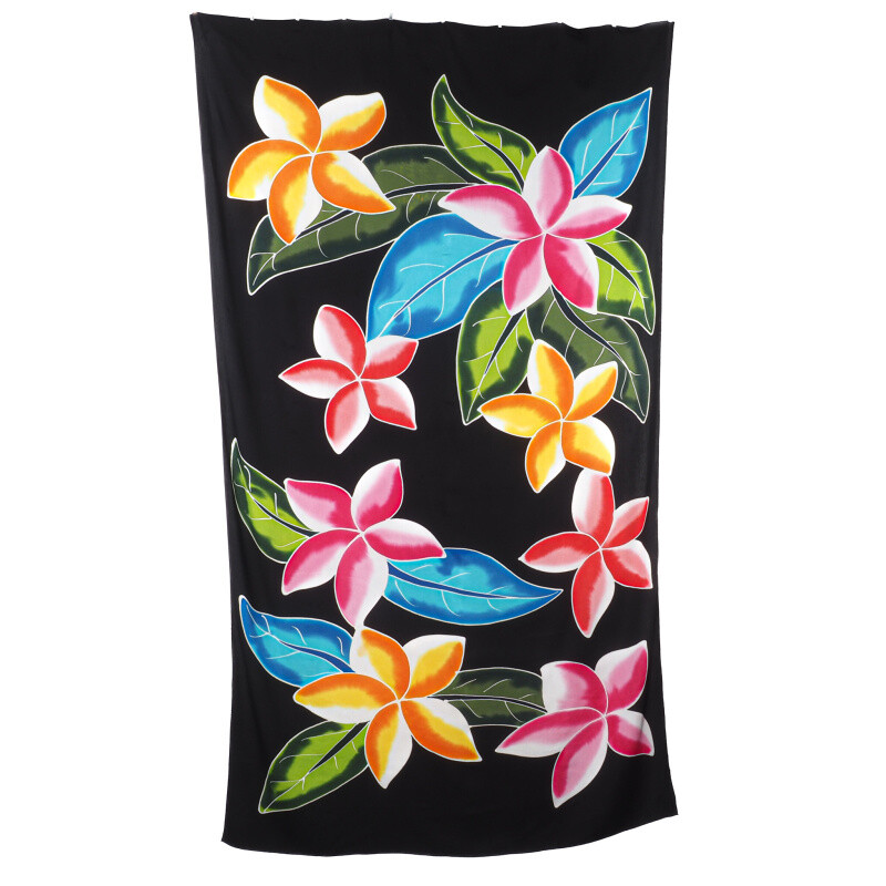 Pareo Sarong Bali Flowers 03 Black 200 x 118 cm