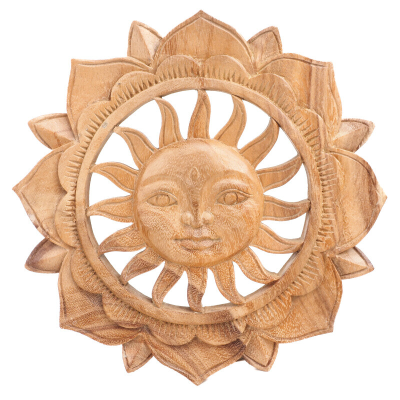 Hanging Wooden Decoration Sun Circle 30 cm Natural