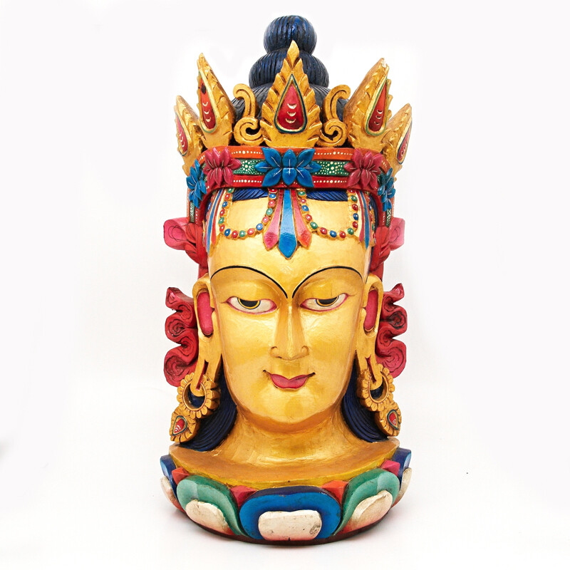 Wood Statue Head of Buddha 90 cm