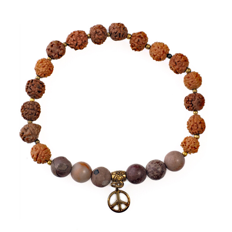 Japa Mala Bracelet Peace 08 mm Brown