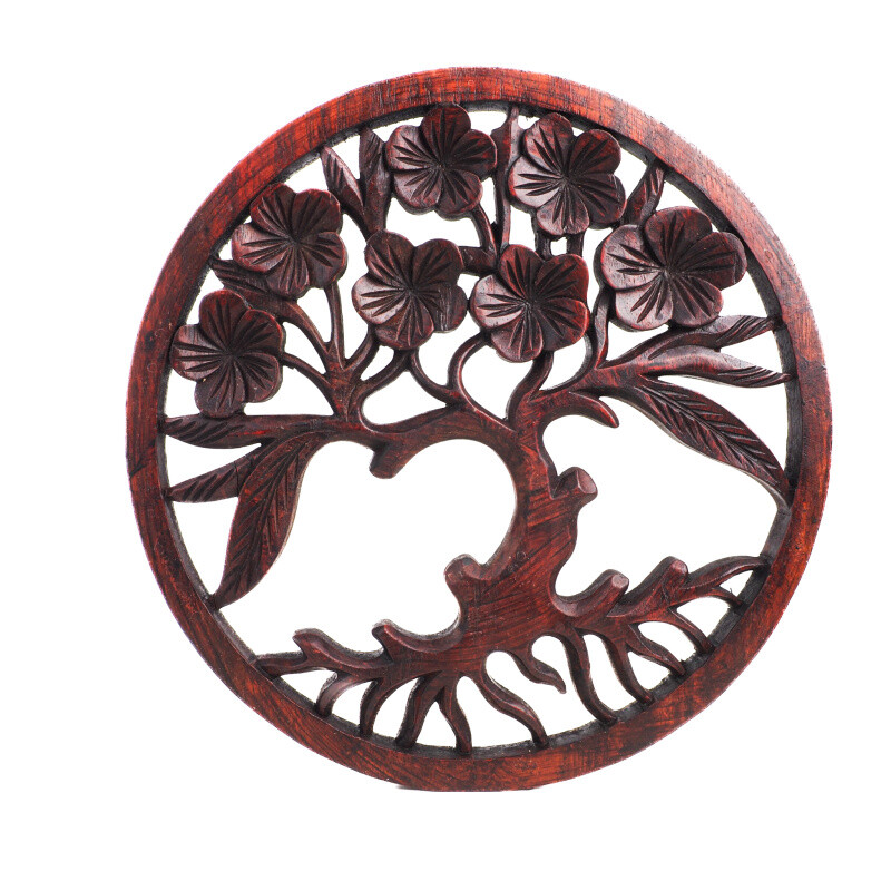 Hanging Wooden Decoration Tree Circle 02 30 cm Brown