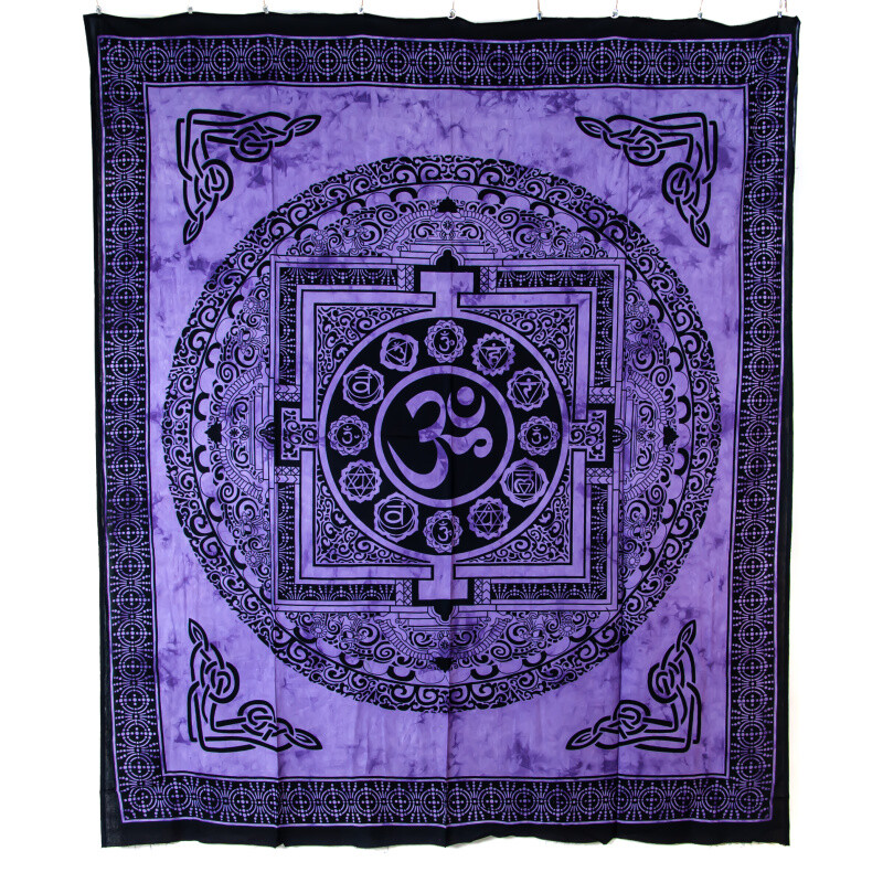 Bedspread Double Om Seal Purple