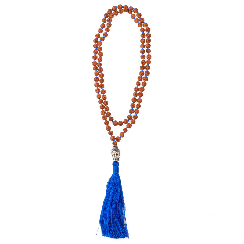 Japa Mala Rudraksha Buddha Head 06 mm Blue