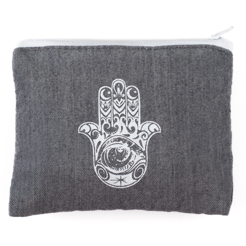 Purse Zippy Hamsa Grey