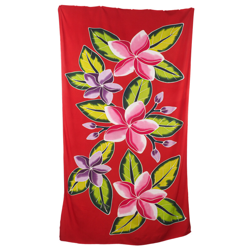 Pareo Sarong Bali Flowers 04 Red 200 x 118 cm
