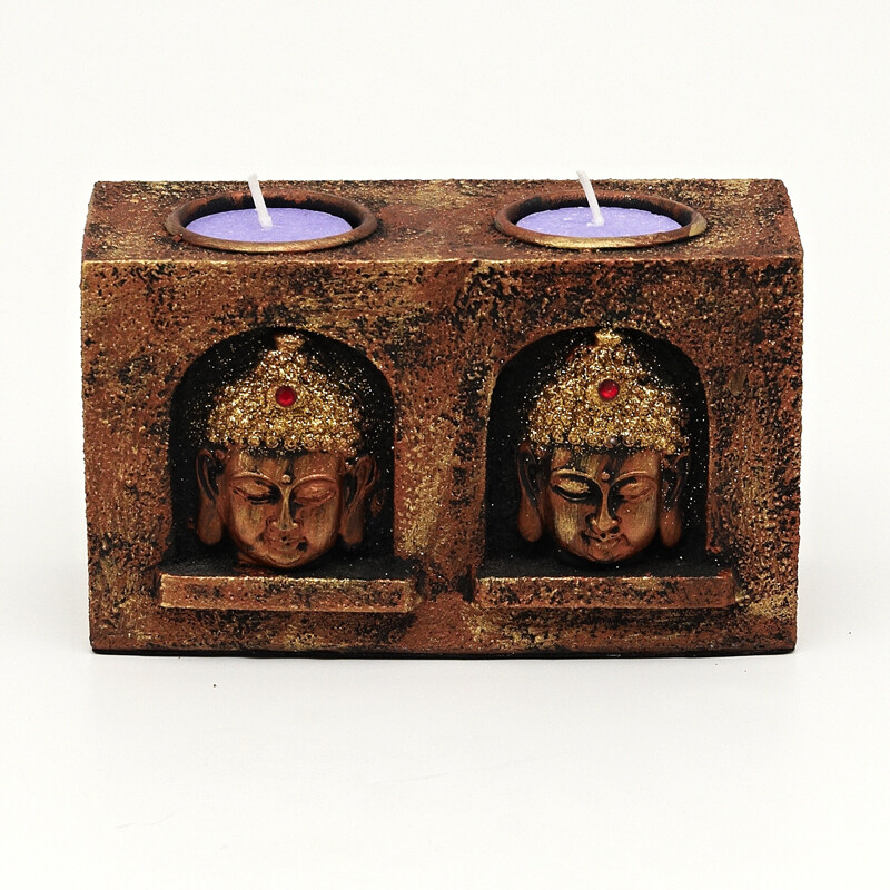 Candle Holder Resin Buddha Coppery