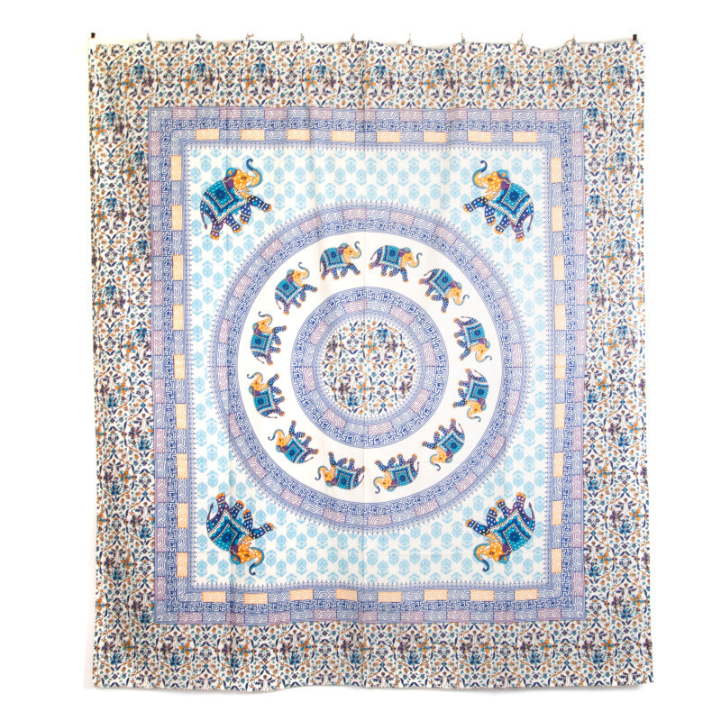Bedspread Double Elephant World Blue