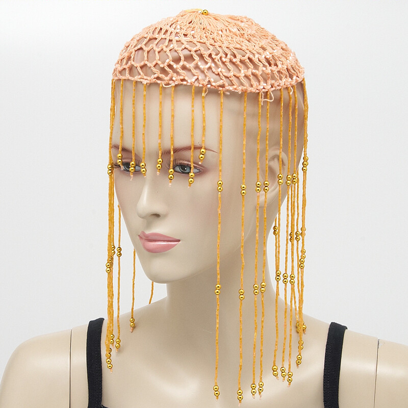 Belly Dance Beaded Cap Simple Salmon