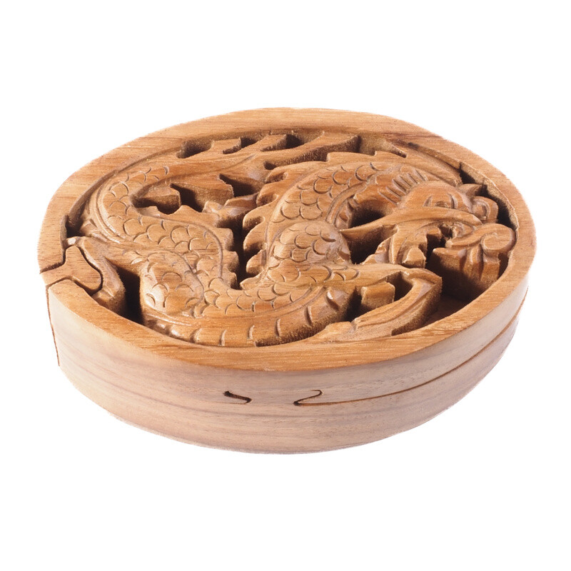 Wooden Puzzle Box Dragon Natural