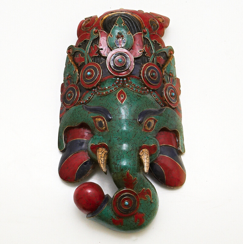 Mask Wood Mosaic Ganesh 48 cm