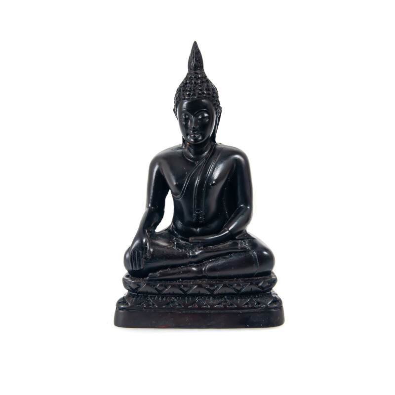 Statuette Resin Buddha Touching 13 cm Black