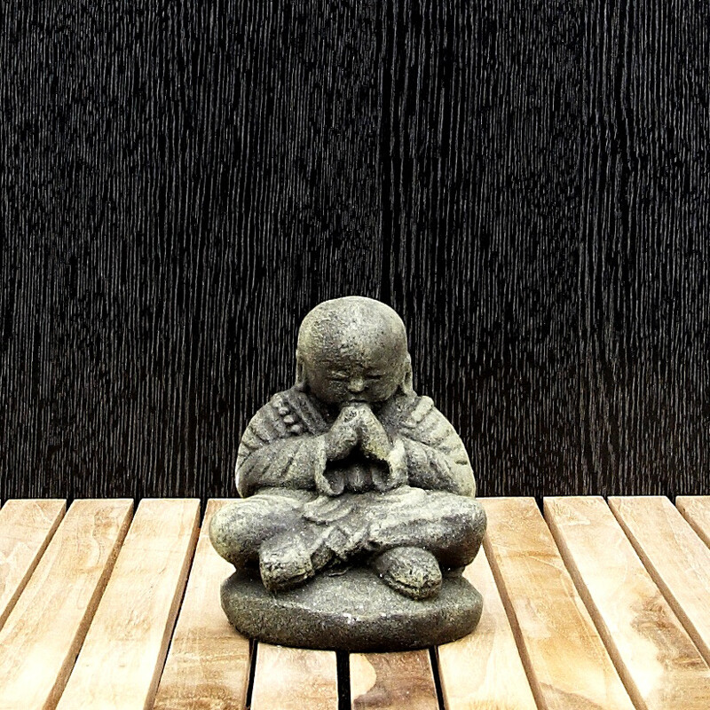 Statuette Stone Monk Gassho 12 cm Green