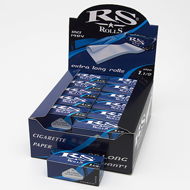 Cigarette Papers RS Rolls Paper 1 1/2 Blue Box 24 pcs