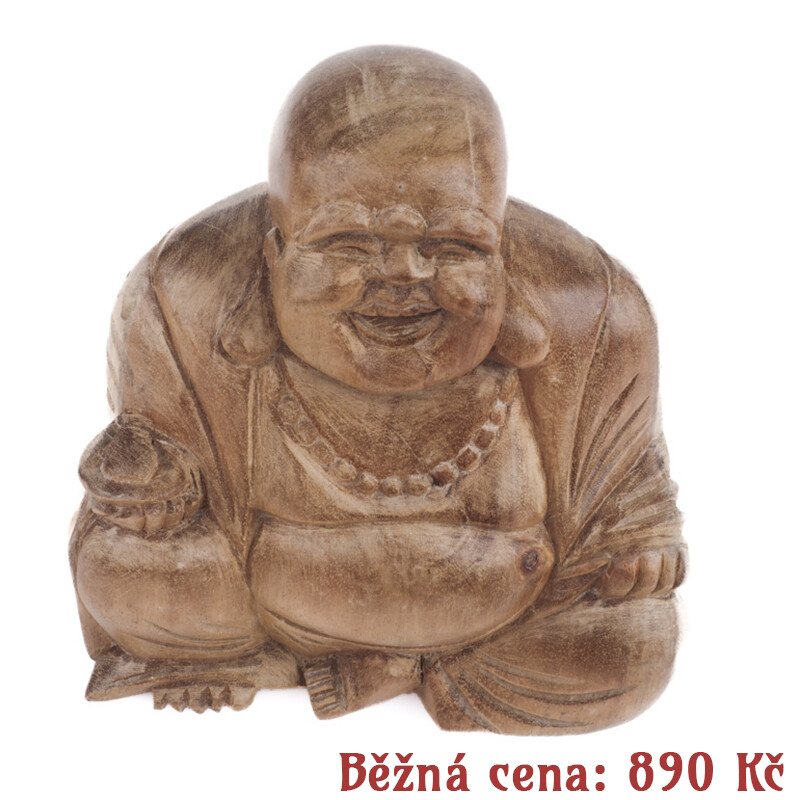 Bazar - Wooden Statuette Happy Buddha 15 cm Natural 06