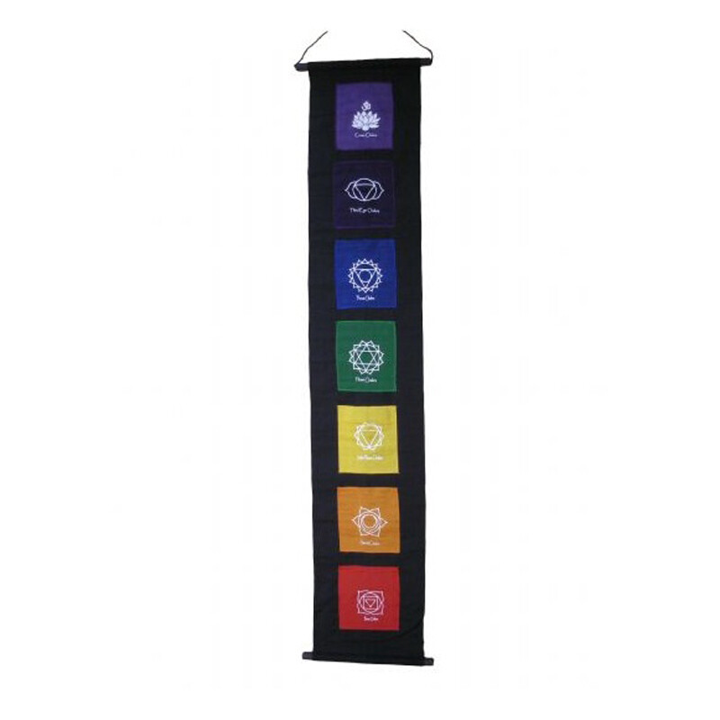 Hanging Decoration Textile Chakra Symbols 130 x 24 cm