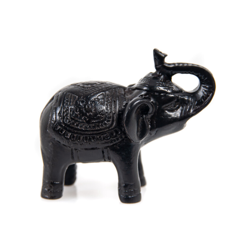 Statuette Resin Ceremonial Elephant 6 cm Black