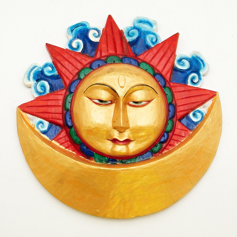 Mask Wood Sun and Moon 39 cm