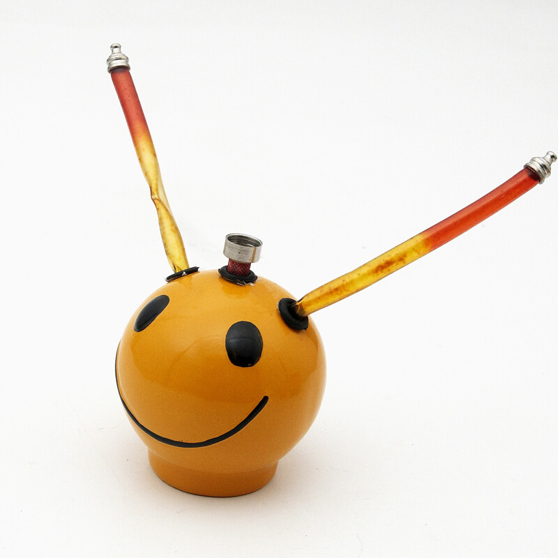 Bong Ceramic Smiley with Two Hoses 12 cm Yellow