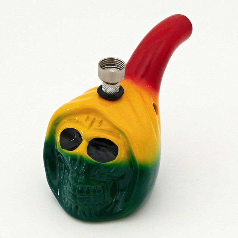 Bong Ceramic Skull III. 10 cm Rasta