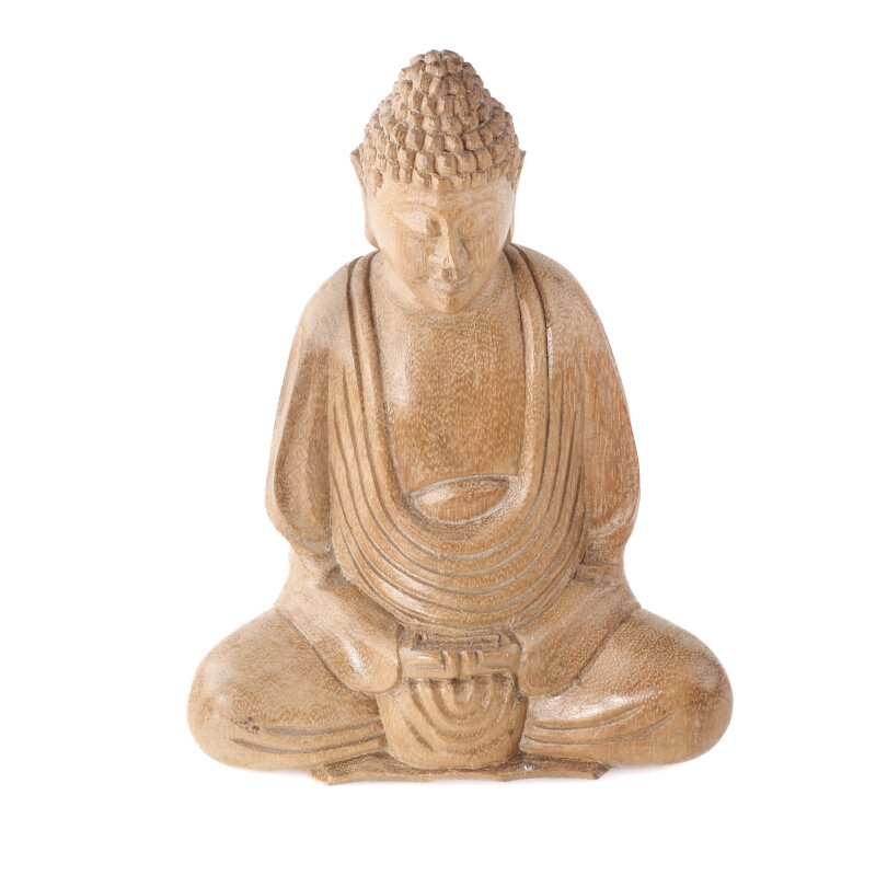 Wooden Statuette Buddha Meditation 20 cm Natural