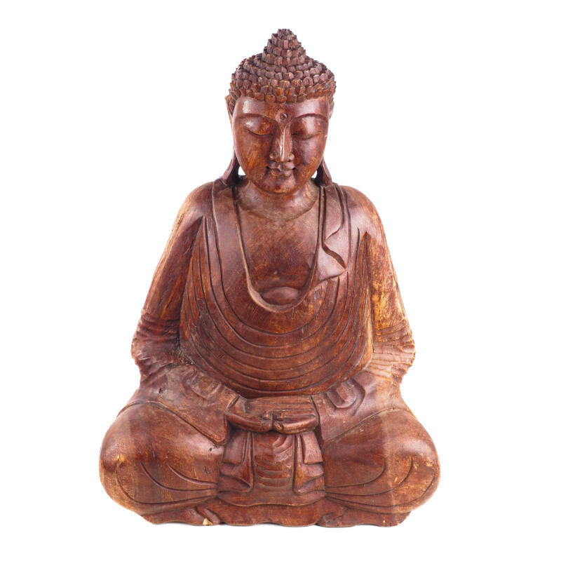 Wooden Statuette Buddha Meditation 50 cm Brown