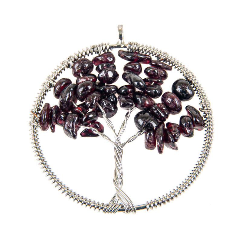 Wire Pendant Tree of Life Garnet 5 cm