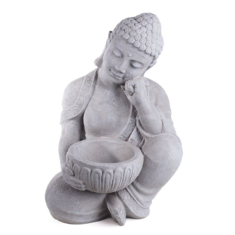 Concrete Statue Buddha Alms Bowl 55 cm Grey