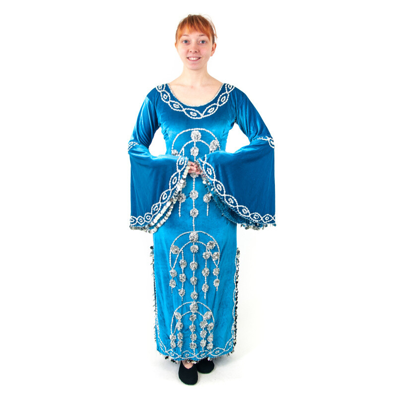 Dress Egypt Elastic Velvet L Turquoise