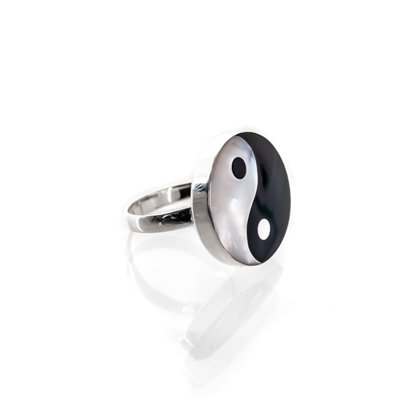 Silver Ring Yin Yang Nacre 08