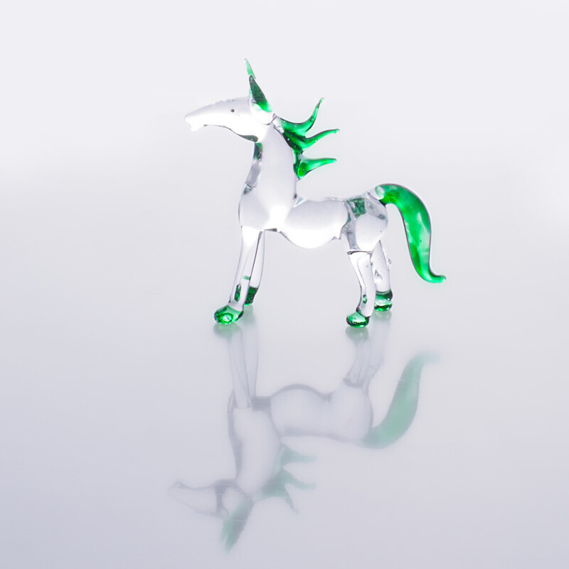 Glass Statuette Horse Green