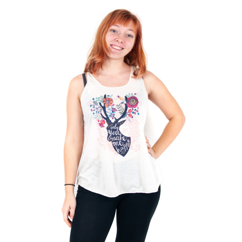 Tank Top Women´s Yoga Happy Deer Beige