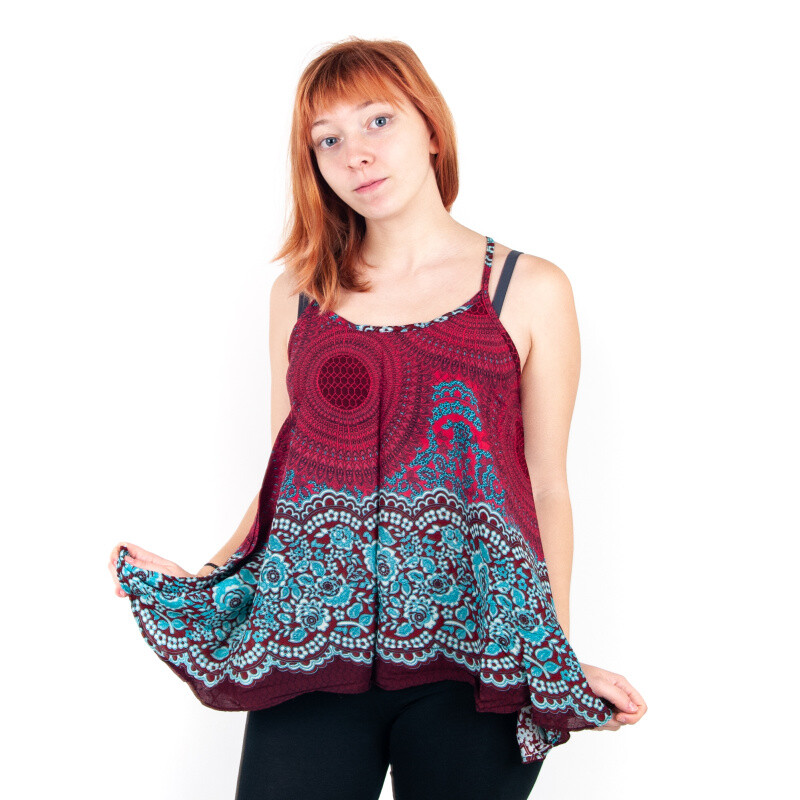 Wide Mini Top Honeycomb Mandala Wine Red