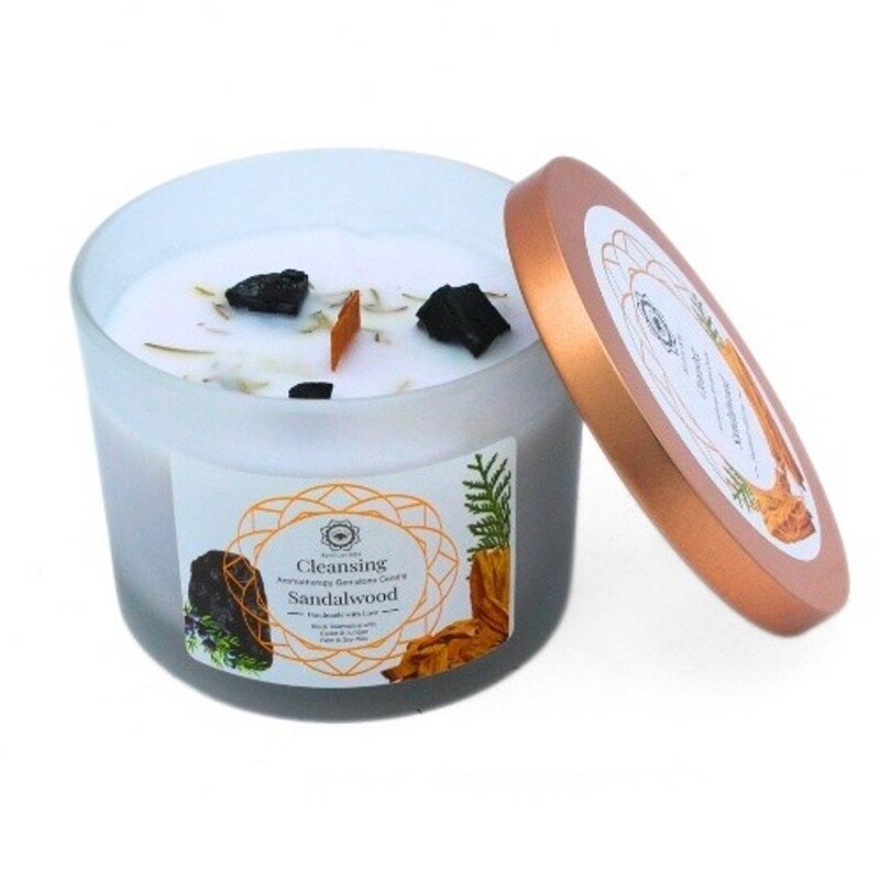 Candle Green Tree Gemstone Cleansing Sandalwood 256 g