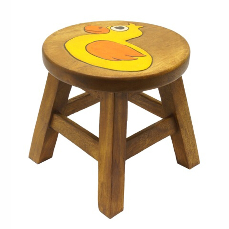 Wooden Stool Decor Duck Drake