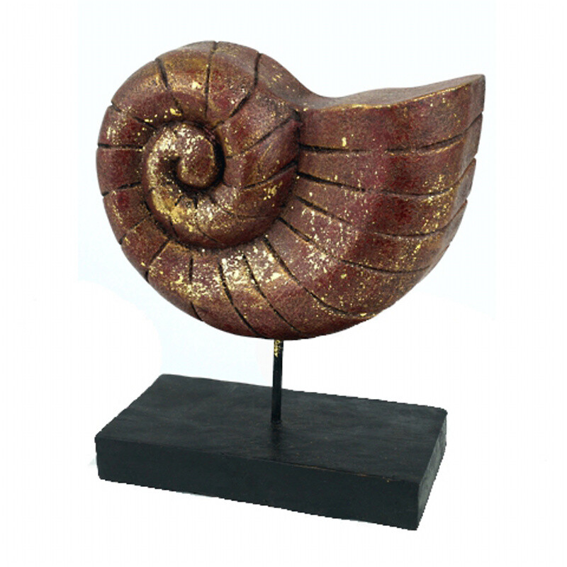 Wooden Decoration Shell 26 cm Red