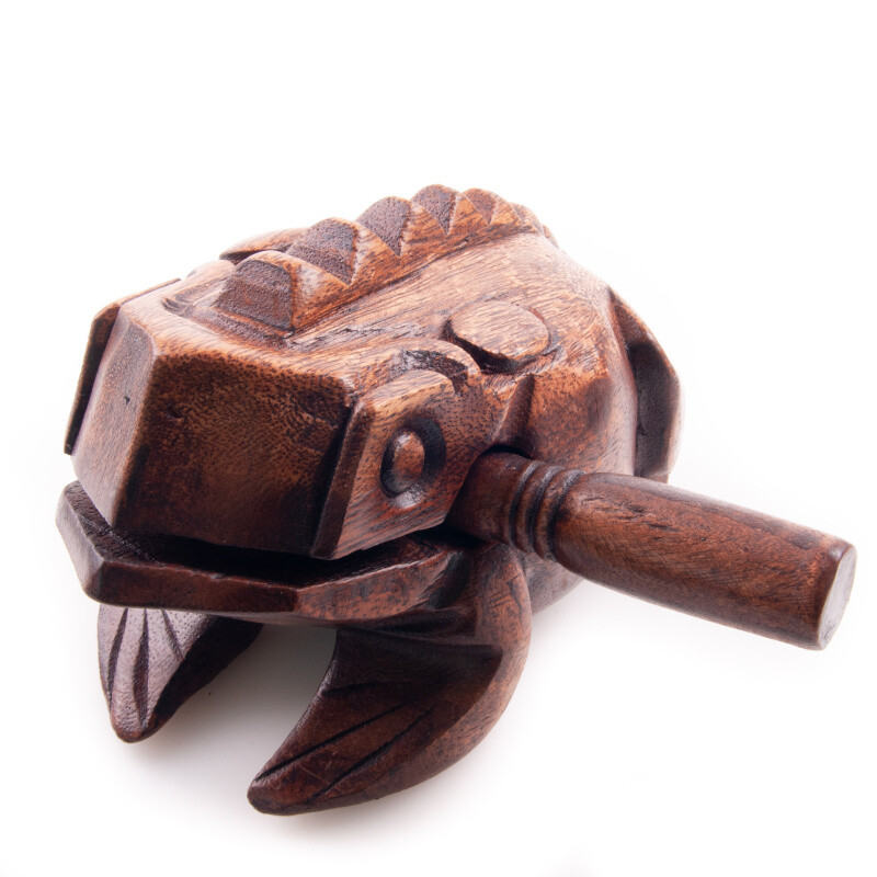 Playing Wooden Frog 16 cm Brindle