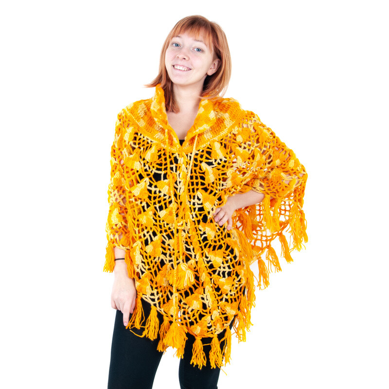 Poncho Wool Colour Blend Orange