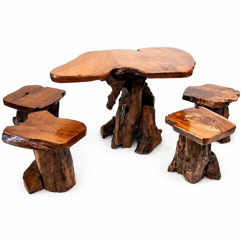 Root Set - Table + 4 Stools 01
