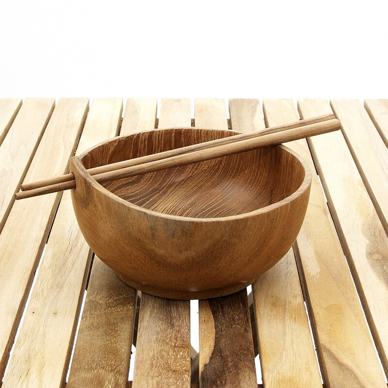 Teak Bowl with Chopsticks 15 cm