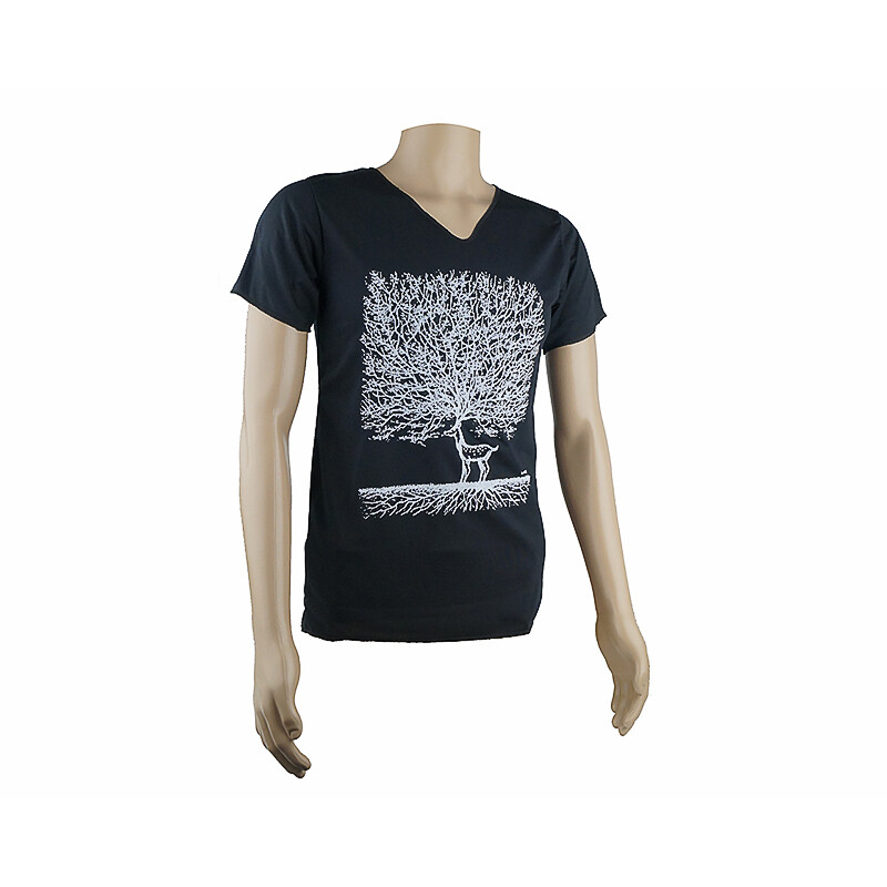 Men's T-shirt Deer Tree V-neck M Black