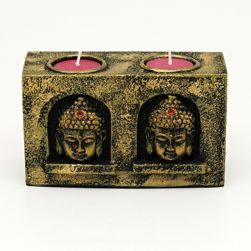 Candle Holder Resin Buddha Golden