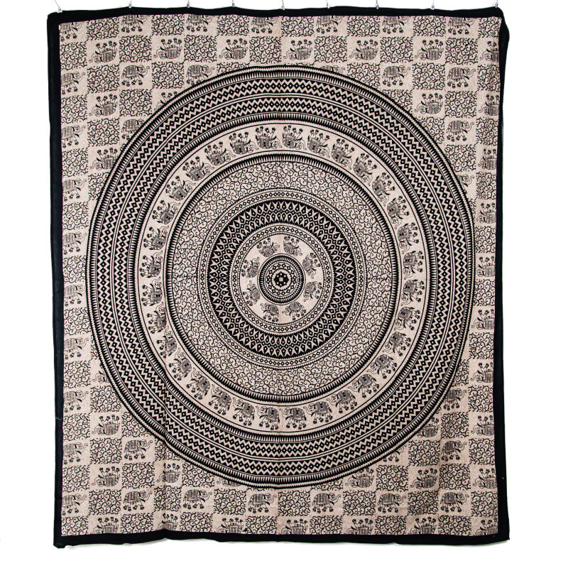 Bedspread Double Elephant Mandala Beige