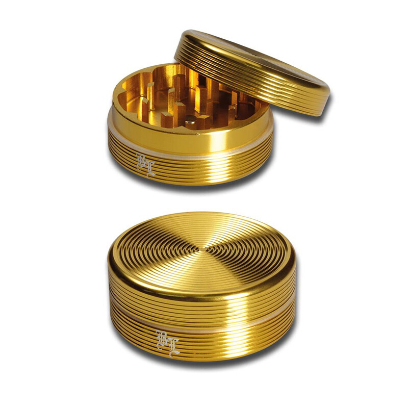 Grinder Ripple Black Leaf CNC 5 cm 2-parts Gold
