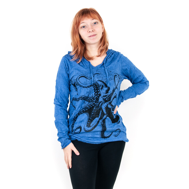 T-shirt Ladies' SURE Octopus Long Sleeve S Blue