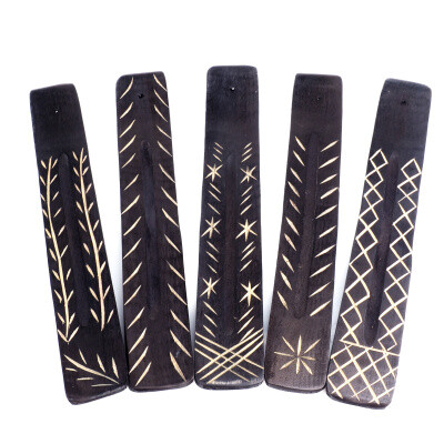 Incense Stick Holder - Ski Black Carved